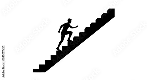 Silhouette of a Man Climbing Stairs Representing Success and Career Growth