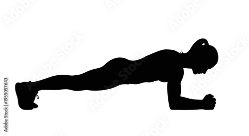 Silhouette of a Woman Doing a Plank Exercise