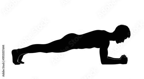 Silhouette of a man performing a plank exercise for core strength and fitness