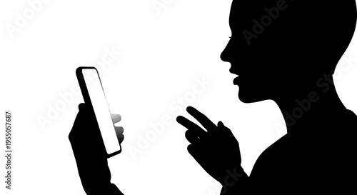 Silhouette of a person video calling on a smartphone