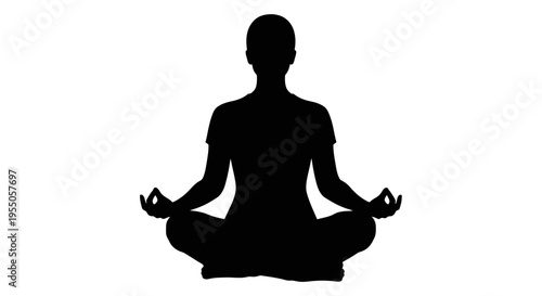 Silhouette of a Person Meditating in Lotus Pose