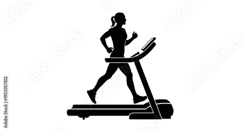 Silhouette of a Woman Running on a Treadmill