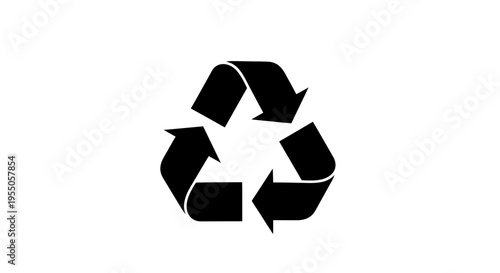 Black Recycling Symbol Icon on White Background