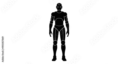 Minimalist Black Robot Silhouette Vector Illustration