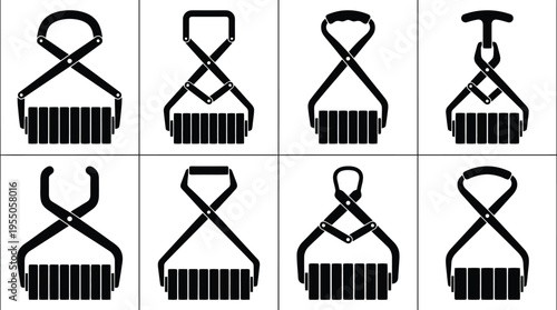 Tongs Silhouettes on White Background illustration grid