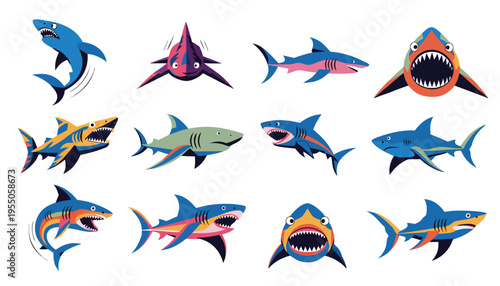 Set of colorful fish vector illustration with decorative pattern in nature and sea theme