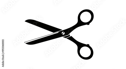 Black Silhouette Icon of Open Scissors