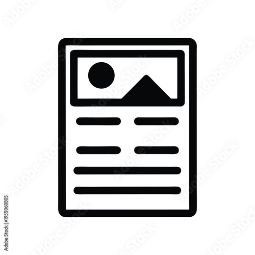 A black document icon exhibits an and text with rounded corners on a white background