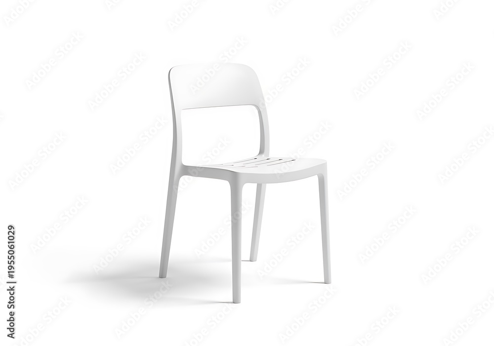 Obraz premium Modern minimalist white plastic chair with curved backrest and legs