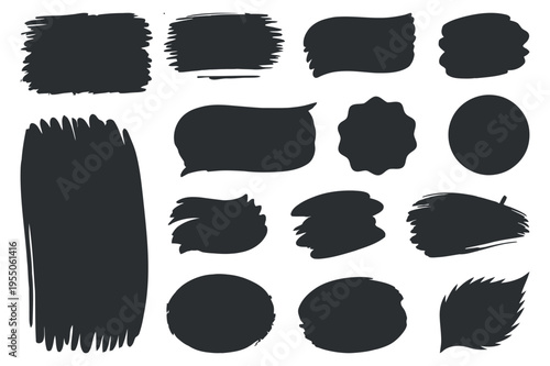 Set of Hand Drawn Brush Strokes and Shapes for Design Elements