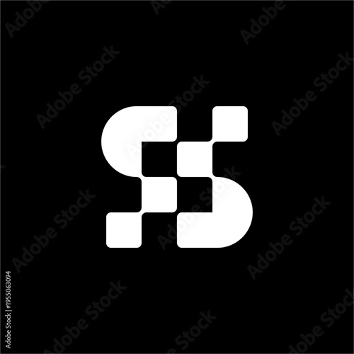 A futuristic monogram merging the letter S with sleek, horizontal digital data processing bars.