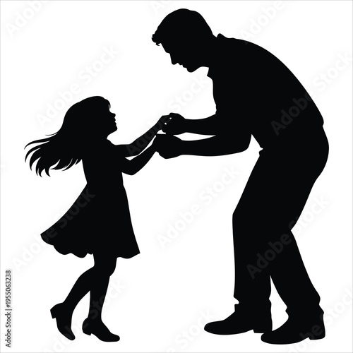 A man and a little girl are dancing together