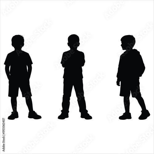 Three boys standing in different poses