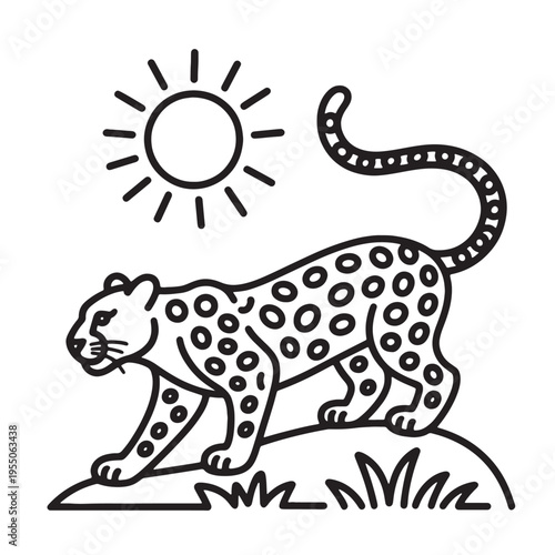 Photography Cute cartoon vector illustration of a wild leopard predator with a black feline