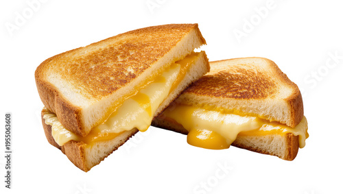 Isolated Golden Brown Grilled Cheese Sandwich with Melted Cheese, Delicious Comfort Food Snack