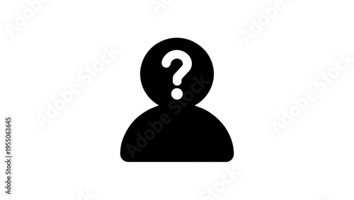 Isolated person silhouette with a question mark on head representing identity crisis or unknown profile