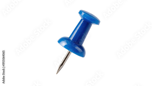 Slika na platnu Isolated blue pushpin thumbtack, office and school stationery item, sharp pointe