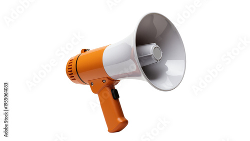 Obraz na płótnie Isolated orange and white megaphone for public announcement and voice amplificat