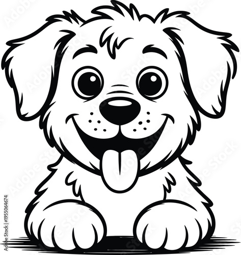 A cute cartoon dog with its tongue out