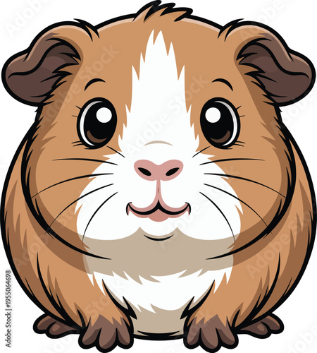 Cute brown and white guinea pig cartoon character