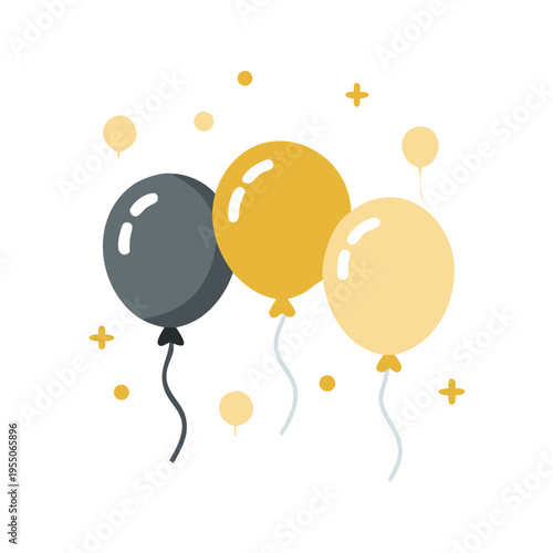 Balloon set black gold beige modern party decoration vector illustration