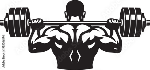 MUSCULAR MAN LIFTING BARBELL (BACK VIEW) SVG | Fitness Cut File for Cricut & Silhouette
