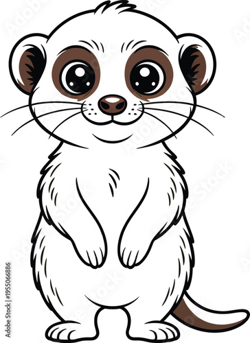 A cute cartoon ferret with big eyes standing on its hind legs