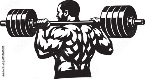 MUSCULAR MAN LIFTING BARBELL (SIDE ANGLE, FULL DUMBBELLS) SVG | Fitness Cut File for Cricut & Silhouette