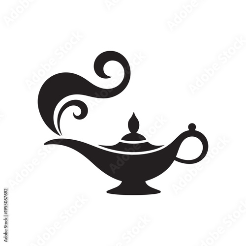 Magic Lamp Icon – Genie Lamp Symbol for Fantasy, Wish Concept, Arabian Tale and Fairytale Illustration.