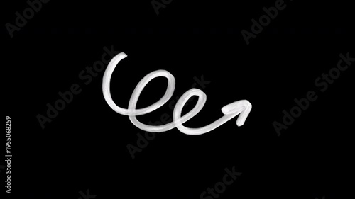 Hand drawn white spiral arrow