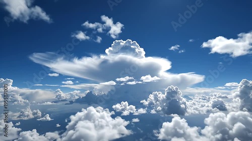 Expansive Ocean of Wispy Cumulus Clouds Under a Clear Blue Sky - Aerial View from Above