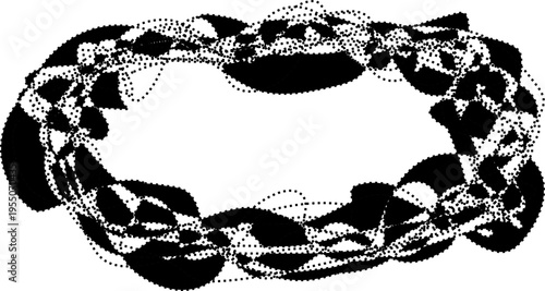 Dense blob-like circular frame with compact dotted distribution forming solid contour