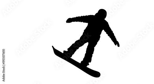 Black Silhouette of a Snowboarder Jumping in Mid Air