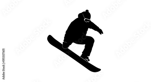 Snowboarder Silhouette Jumping in Air