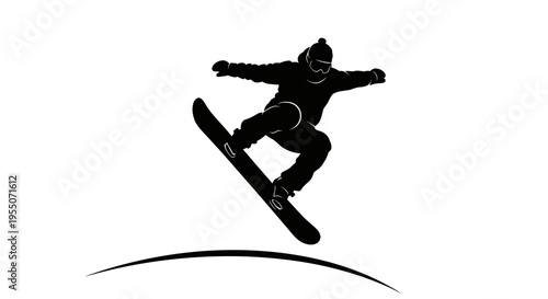 Snowboarder Jumping Silhouette Vector Graphic