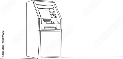 Single line drawing of an ATM machine automated teller machine