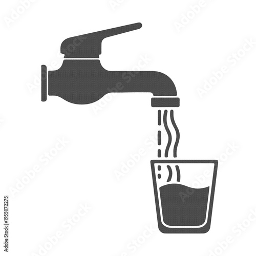 Water Tap Icon Faucet Flow Drinking Water Supply Plumbing and Hydration Symbol