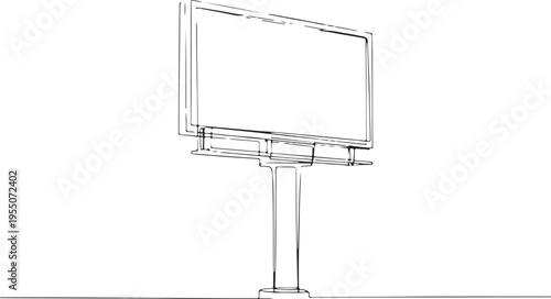 Sketch of a large blank billboard on a sturdy pole