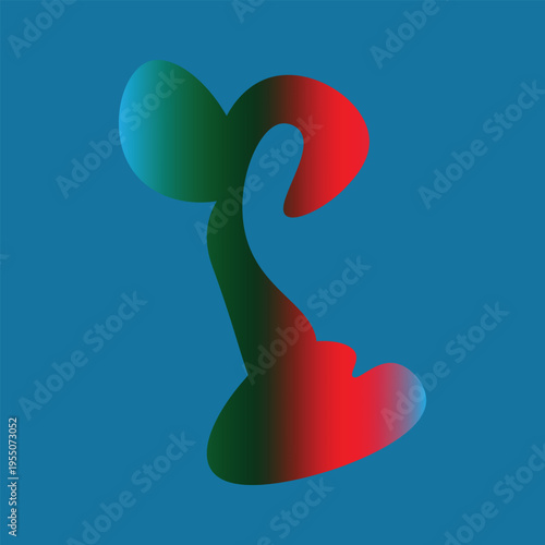 Abstract Tree Logo with Heart Shaped Leaves and Vibrant Teal and Red Gradient on Blue Background
