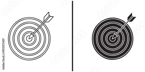 A black and white illustration of two targets with arrows
