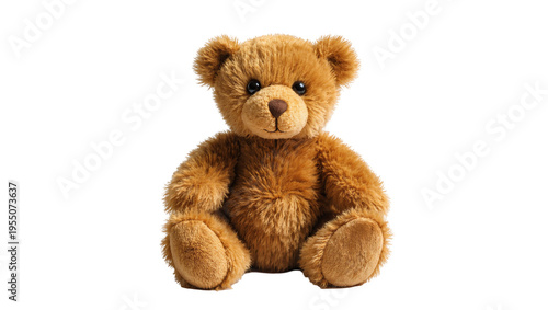 Obraz na plátne Isolated classic adorable fluffy brown teddy bear toy sitting, sweet childhood s