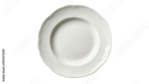 Принти на полотні Isolated beautiful pristine white porcelain dining plate with elegant scalloped