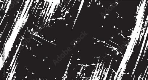Abstract grunge texture with white streaks and splatters on dark background