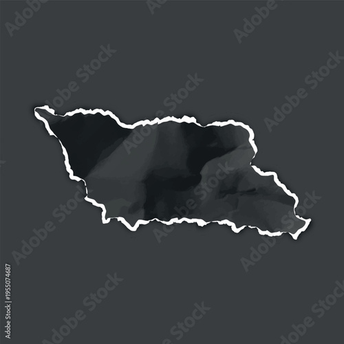 A piece of black paper with a wrinkled texture and jagged white edges.