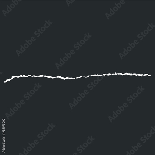 A white, torn, jagged line on a black, isolated background.