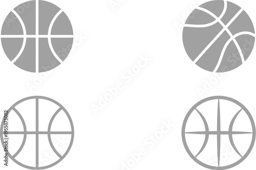 Vector illustration of four distinct basketball designs and styles