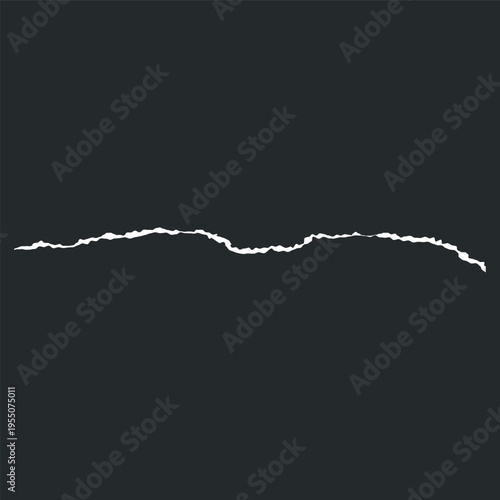 White paper strip torn edge, vector realistic torn sheet stroke fragment, line scrap side, ripped edge frame