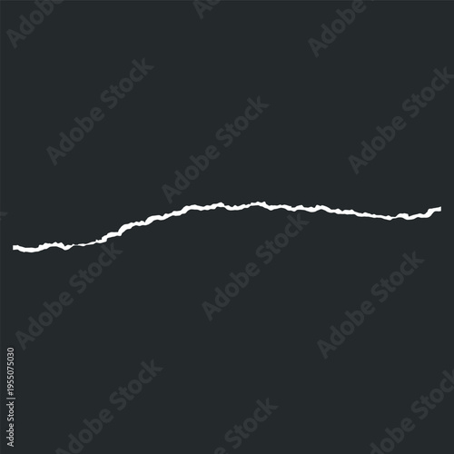 Ragged white edge, white torn piece of paper, on a dark isolated background.