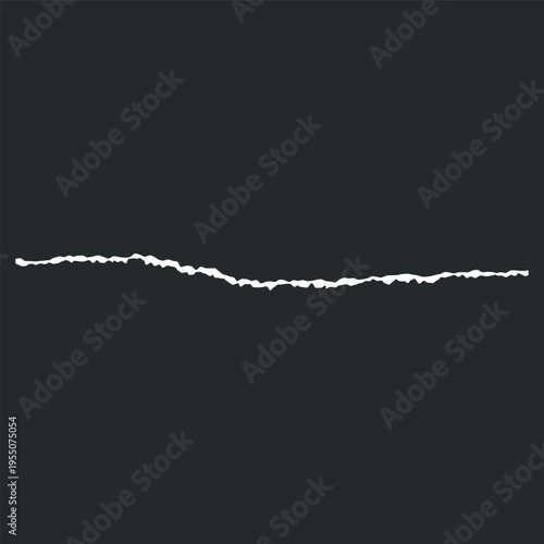 White curved line with jagged edges on a dark isolated background.