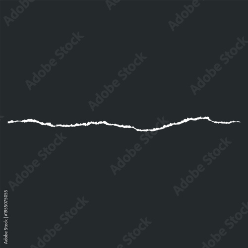 White paper strip torn edge, vector realistic torn sheet stroke of paper fragment line side scrap ripped edge frame